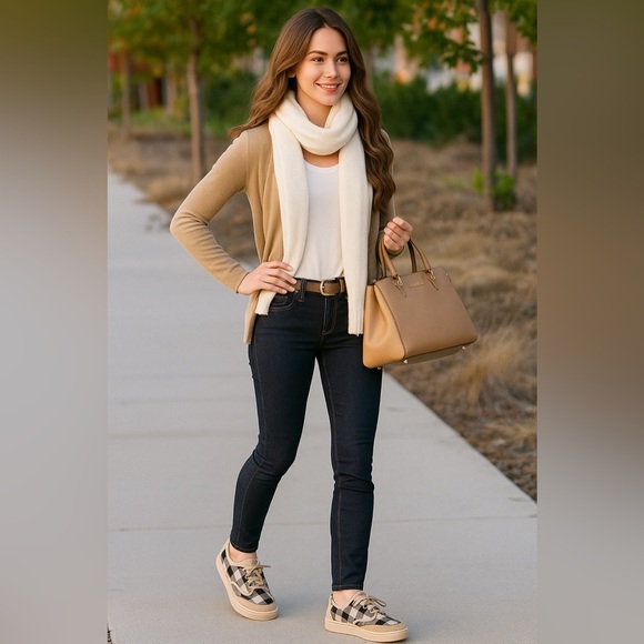 Zodiac Cheezburger Plaid Lace-Up Sneakers Women’s Size 6M Black White Tan NWT - Picture 4 of 12